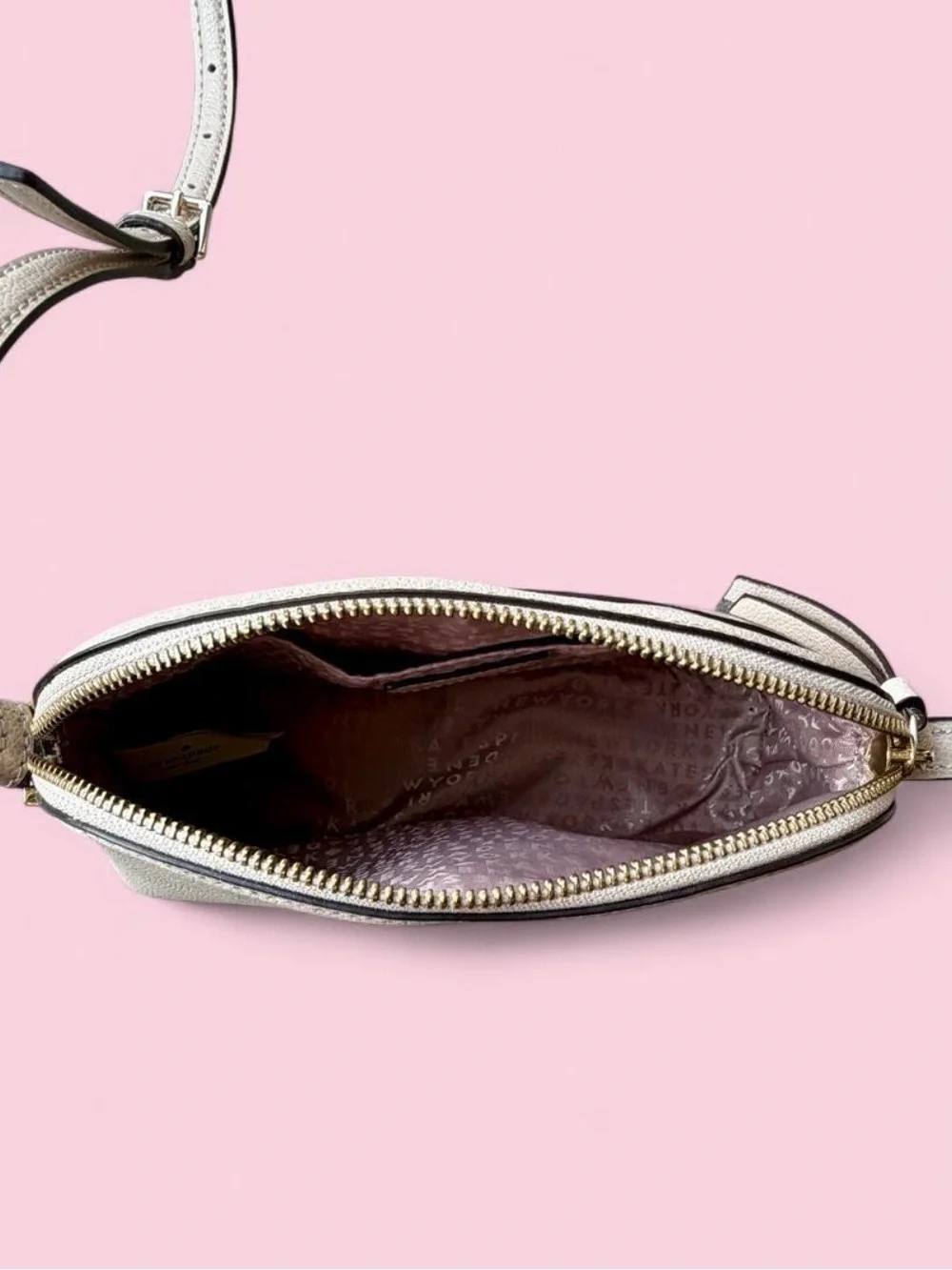 Kate Spade Gray Pebble Leather Shoulder Crossbody Gold Hardware EUC